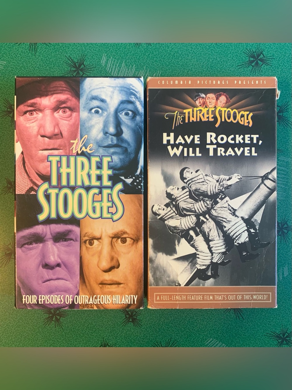 Lot of 2 The Three Stooges VHS Tapes Have Rocket Will Travel Film & 4 Episodes